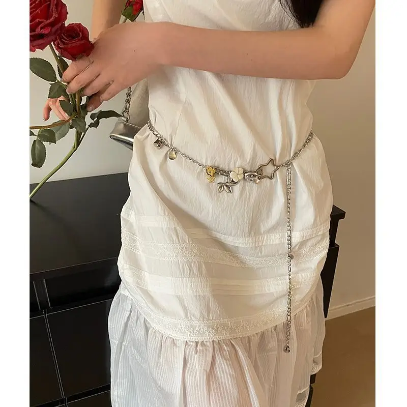 

Star Metal Waist Chain Women's New with Dress High-end Design Feeling Embossed Belt Tide Chain Belt Belts for Women