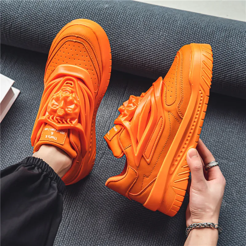 New Fashion Orange Sneakers Men Original Designer Men\'s Skateboard Shoes Hip Hop Streetwear Shoes Men Comfort Platform Sneakers