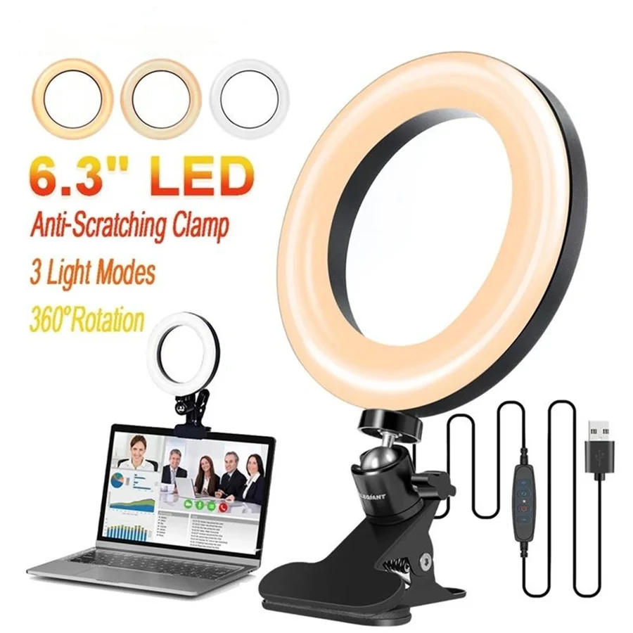 PAMNNY LED Ring Light Dimmable Led Selfie Lamp 6 Inch Selfie Live Streaming USB Desktop Fill Light for Photography Video Youtube