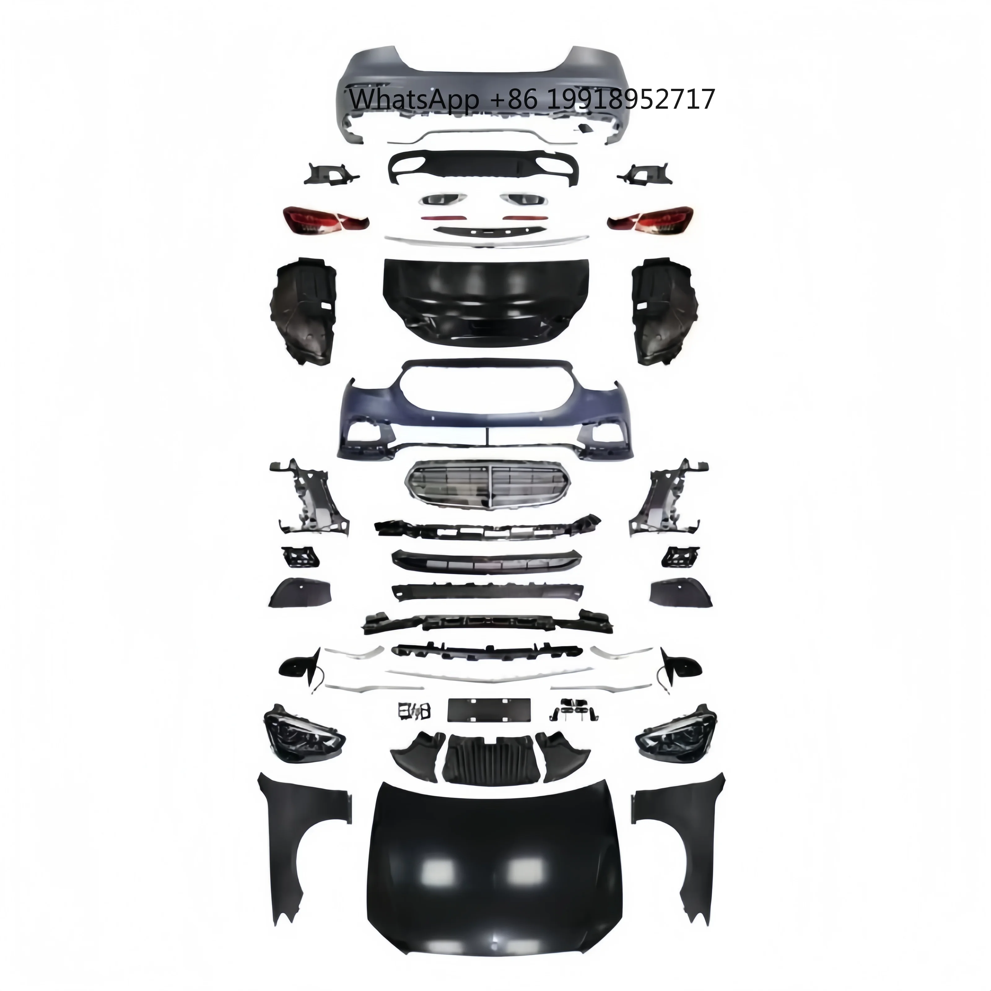 W213 Executive Style Front Rear Bumper Chrome Grille LED Headlights LED Taillights Quad Exhaust Hood for W212 2009-2016 JJ781
