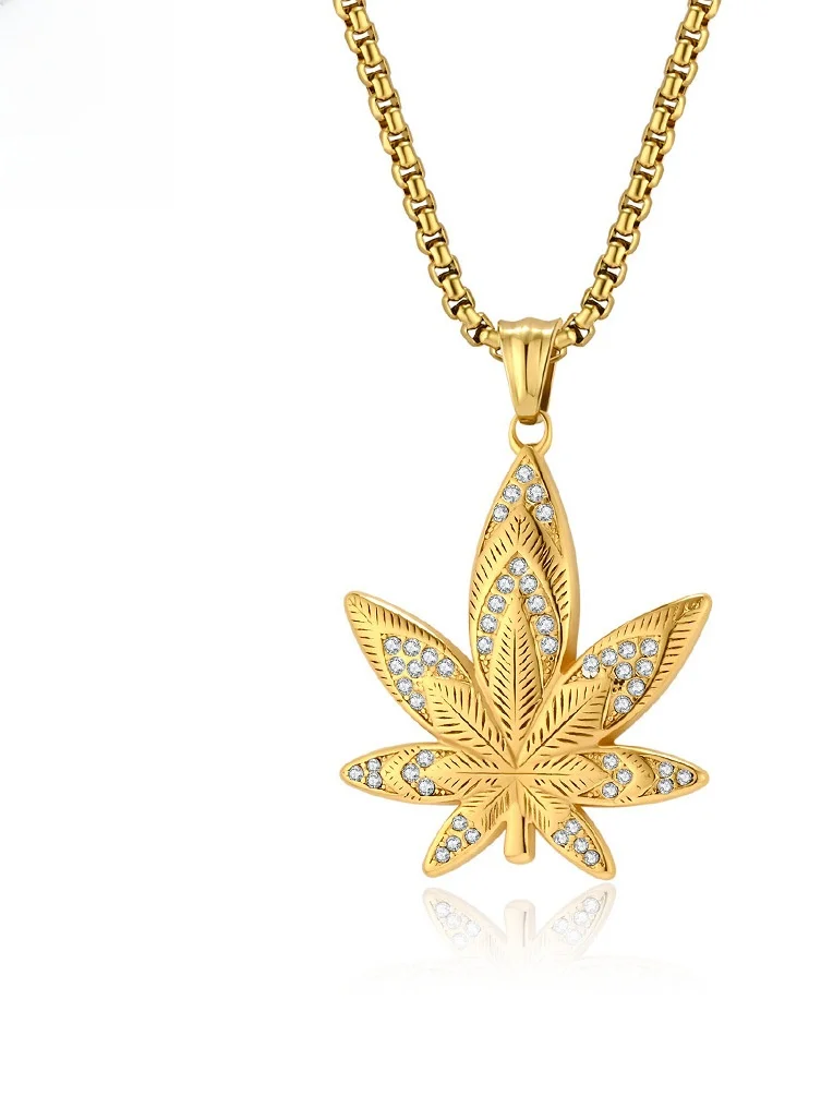 

Luxury Couple Hip Hop Titanium Steel 8K Gold Plated Diamond Pendant Nelace Faionable Classic Sle for Adults with Exten...