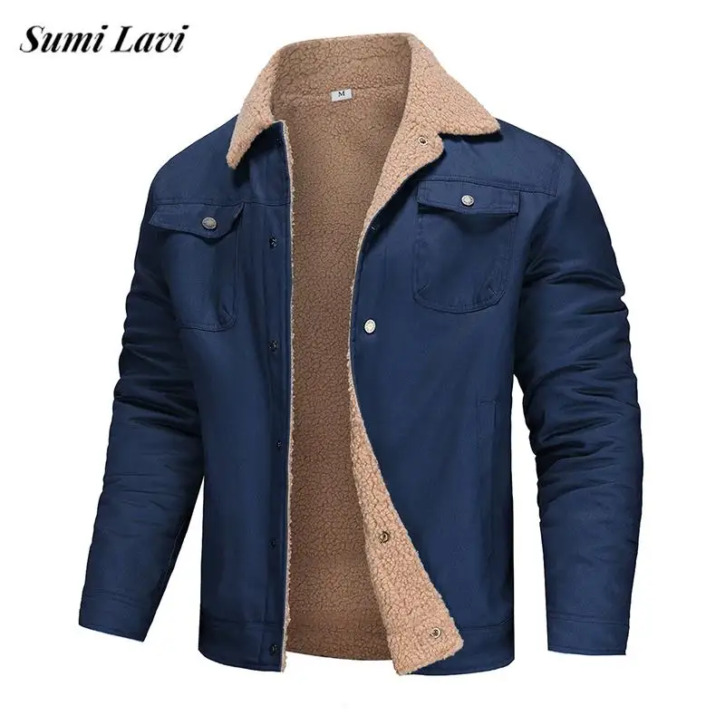 

Streetwear Vintage Turn-down Collar Wool Coats Men 2024 Fall Winter Warm Thick Wool Lining Outerwear Mens Fashionable Loose Coat