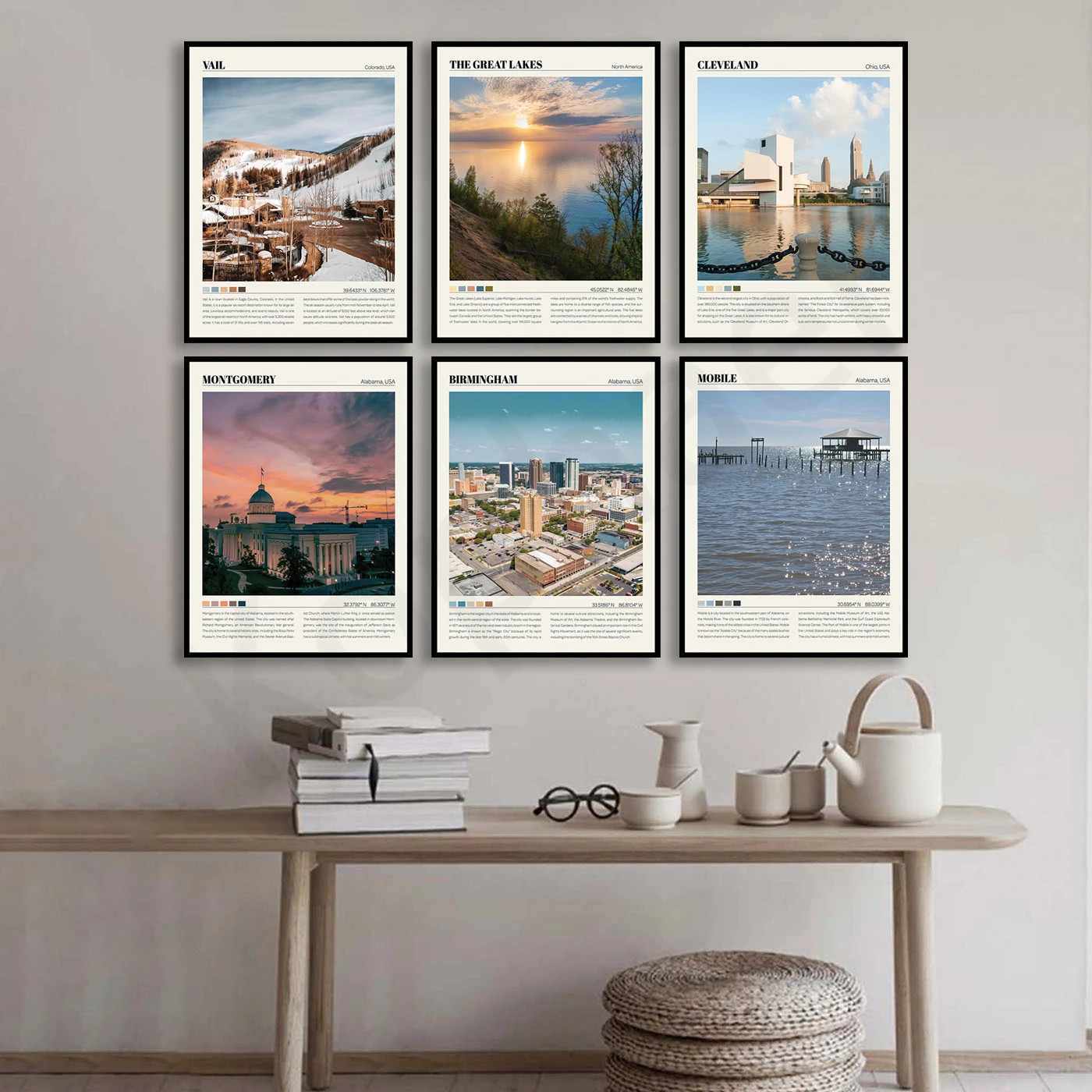 ملصق سان دييغو ألاسكا ميلووكي بايفرونت برمنغهام مونتغمري كليفلاند فيل سيتي للسفر والمناظر الطبيعية