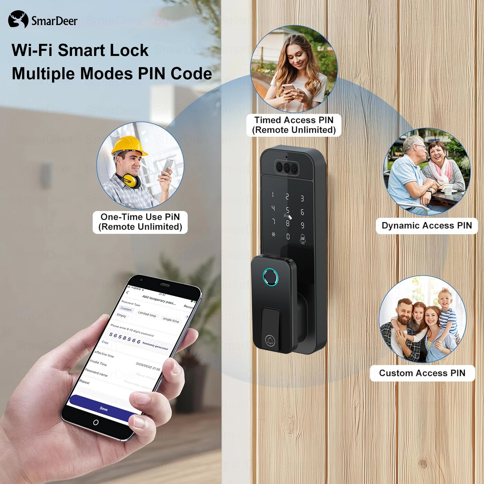 Waterproof Outdoor Smart Door Lock Fingerprint Facial Recognition Password Anti-theft Security Electronic Lock for Gate Garden view 4