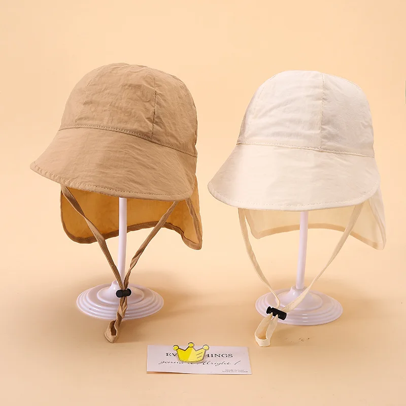 New Summer Toddler Sun Hat with Shawl Soft Brim Quick Dry Outdoor Activities Cap for 1-3Y Boys and Girls Beach UV Protection Hat