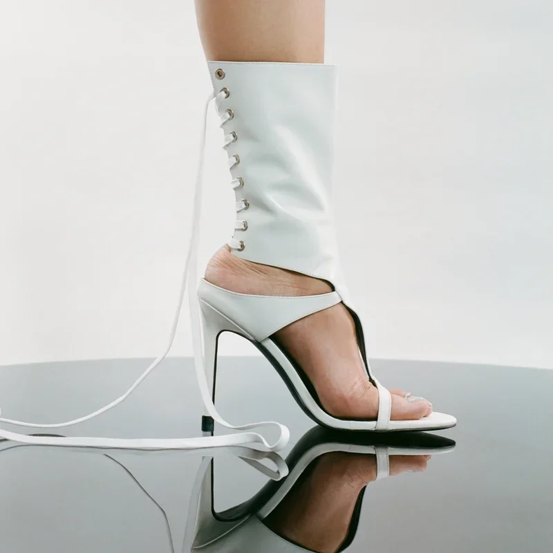 Mette หนัง One Word เข็มขัดรองเท้าแตะเซ็กซี่ Pointed Toe Thin Heel สินค้าใหม่แฟชั่นผู้หญิงรองเท้าโมเดิร์น