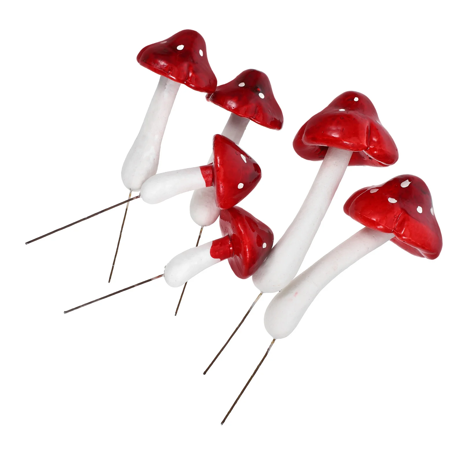 

6pcs Artificial Foam Mushrooms Red Mini Mushroom Picks Realistic Garden Decor For Diy Terrarium Fairy Landscape Ornament Yard