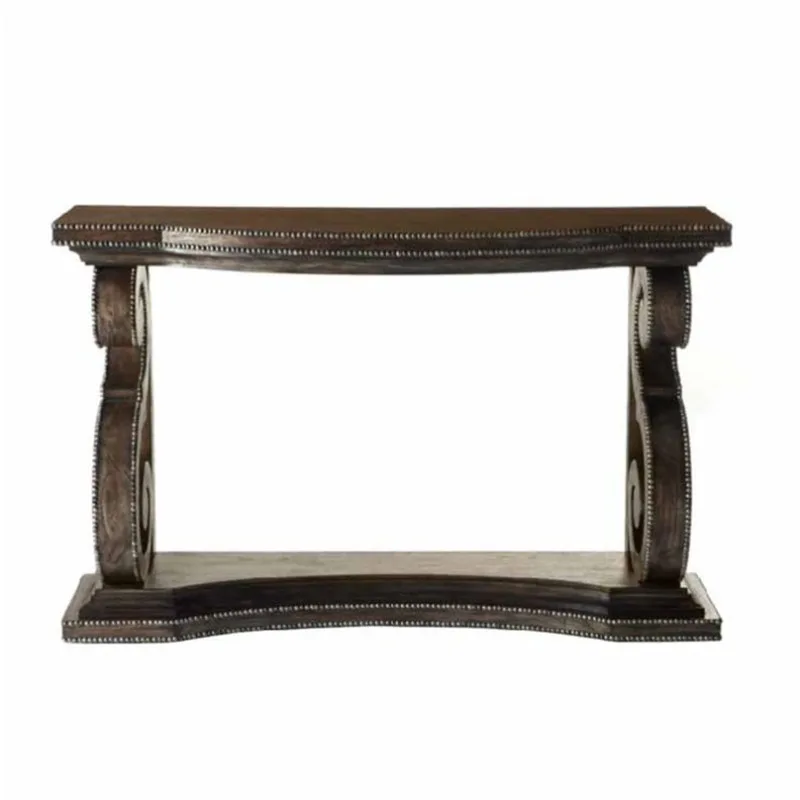 American solid wood entrance table custom furniture oak retro rivet entrance platform foyer carved antique decoration table