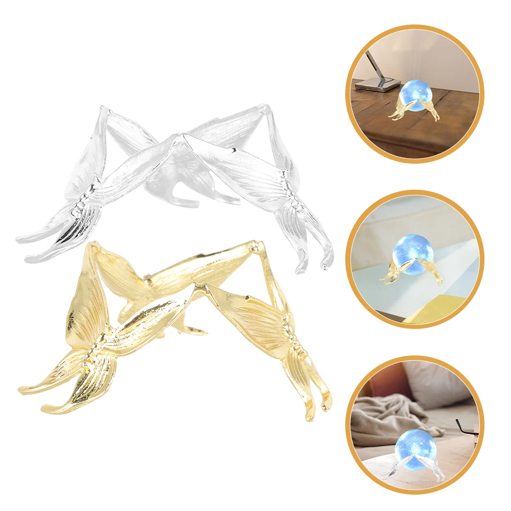 

2Pcs Crystal Ball St Sphere Display St Metal Base Silver Gold Medium Size Table Centerpiece Alloy Crystal Holder