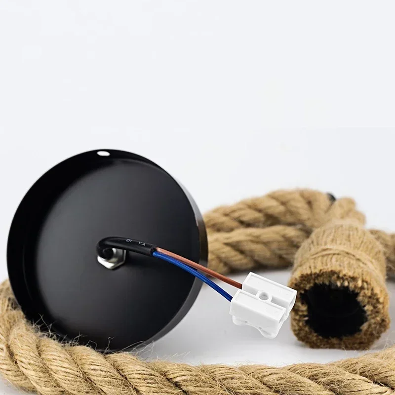 Criativo Loft Casa Lustres, Hemp Rope Pendant Lights, E27 Vintage Retro Hanging Lâmpadas, LED Light Base, AC85V-265V