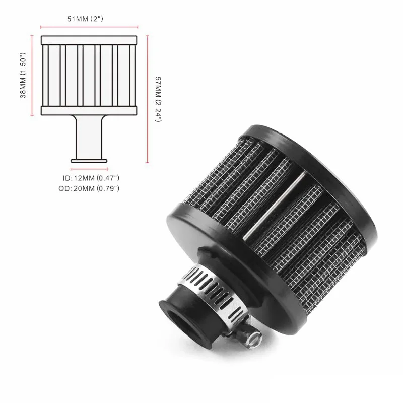 Car Accessories Oil Cold Air Intake Crankcase Turbo Ventilation Ventilation Filter12mmGeneral Interface