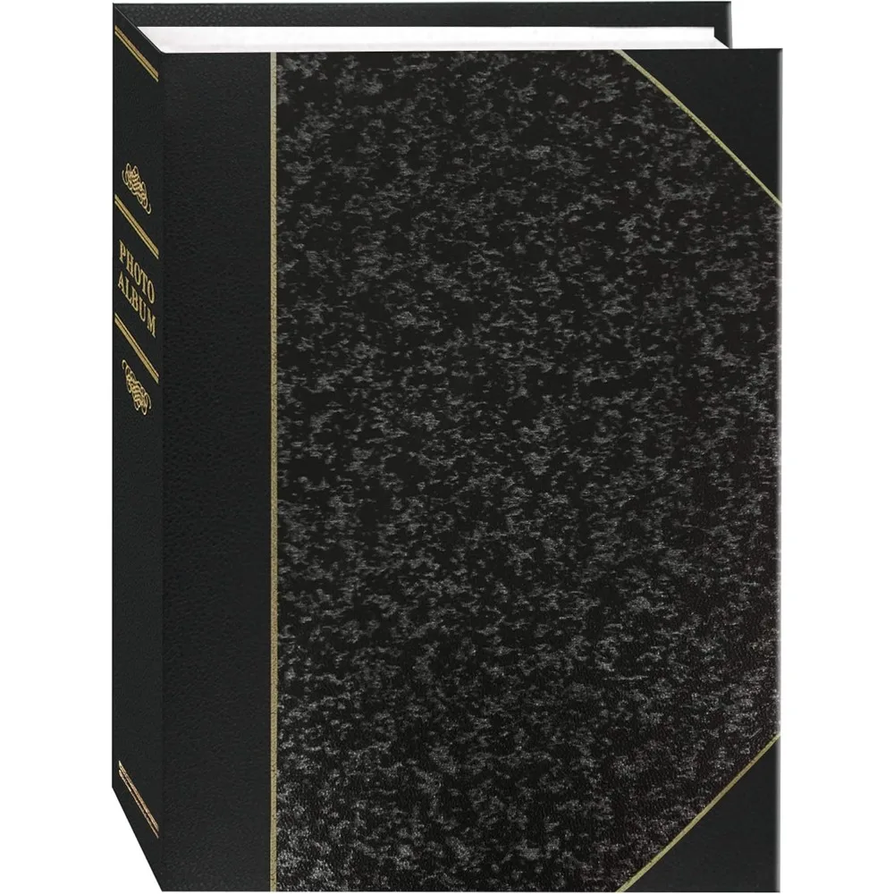 

Photo Albums 50-Pocket Silver Marble and Black Style Leatherette Cover Photo Album for 5 by 7-Inch