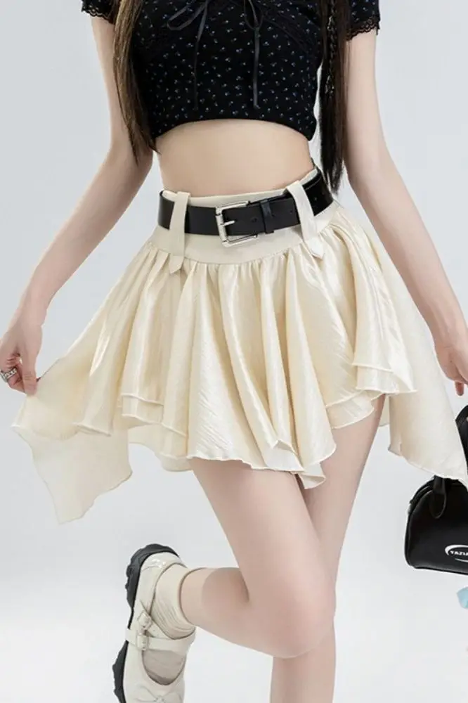 

Summer New Ruffle Pleated Mini Skirt for Women High Waist Irregular Hem Slim Fit Unique Designer Skirt Chic and Elegant Style