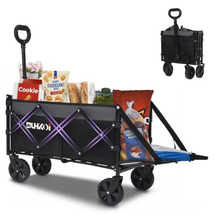 

Компактная складная тележка-вагончик на колесах, легкая (12 фунтов), маленькая складная универсальная тележка для сада, продуктов, пляжа, кемпинга