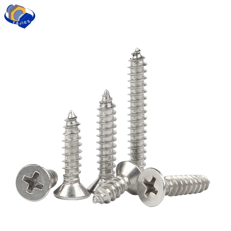 #6/3.5mm #8/4.2mm 50/20Pcs Stainless Flat Head Phillips Screws 18-8 (304) Stainless Steel Countersunk Self Tapping Screws