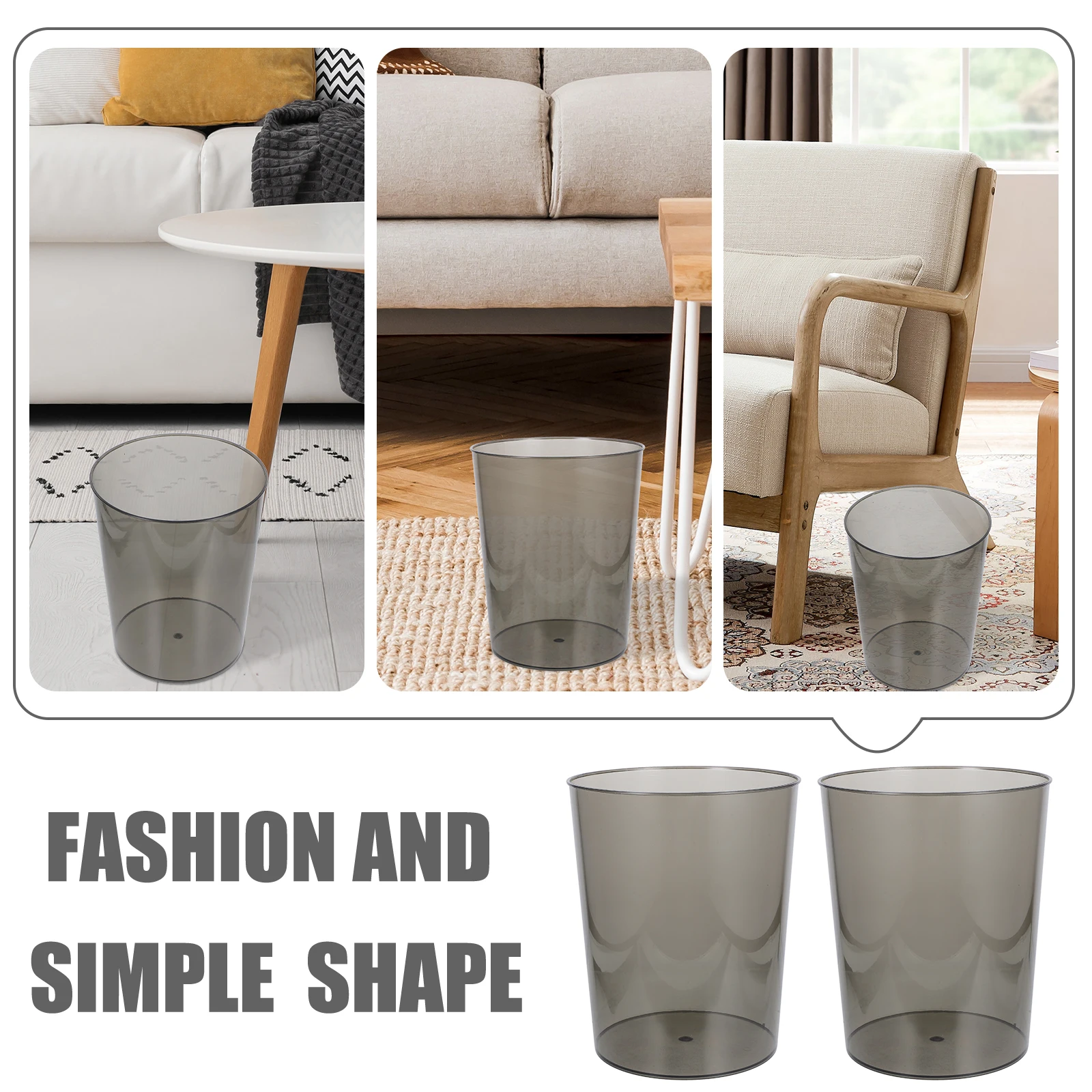 

2 шт. прозрачная пластиковая корзина для мусора большой емкости для кухни, спальни, ванной комнаты, гостиной, многоразовая корзина