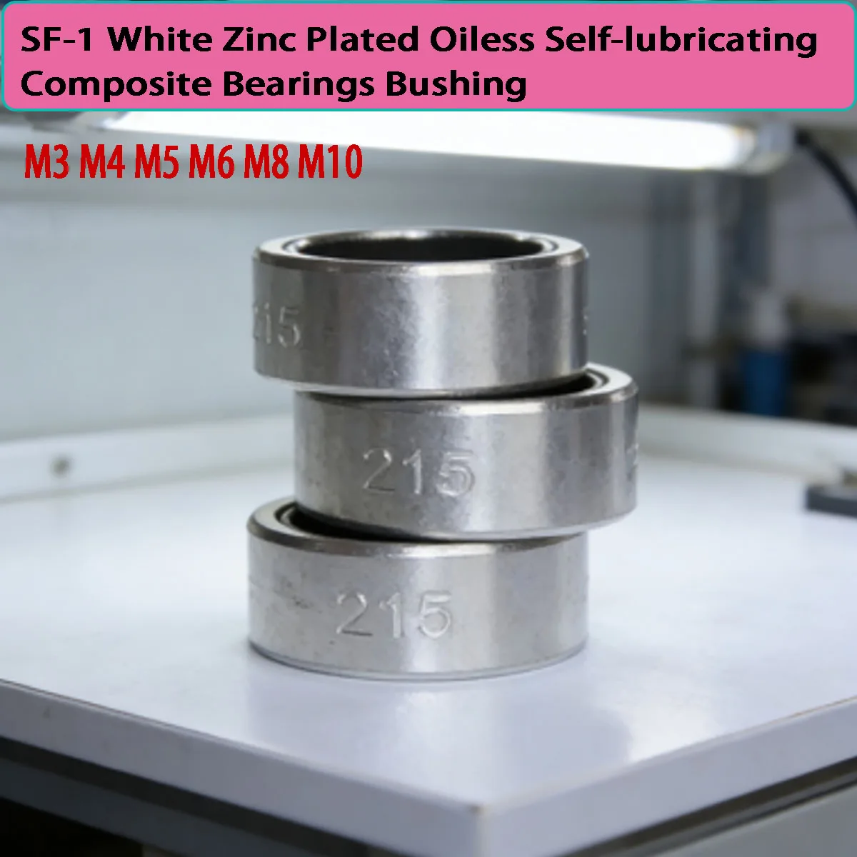 

SF-1 White Zinc Plated Oiless Self-lubricating Composite Bearings Bushing Copper Sleeve ID M3 M4 M5 M6 M8 M10