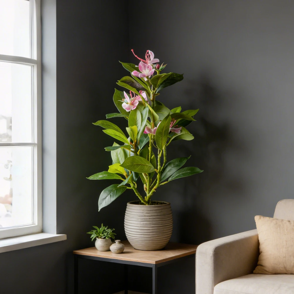 21-40 cm große künstliche Azaleenblüten, künstlicher Ficusbaum, künstliche Magnolienzweige, tropische Kunstbanyanblätter für die Dekoration von Zuhause und Büro – Detail 4