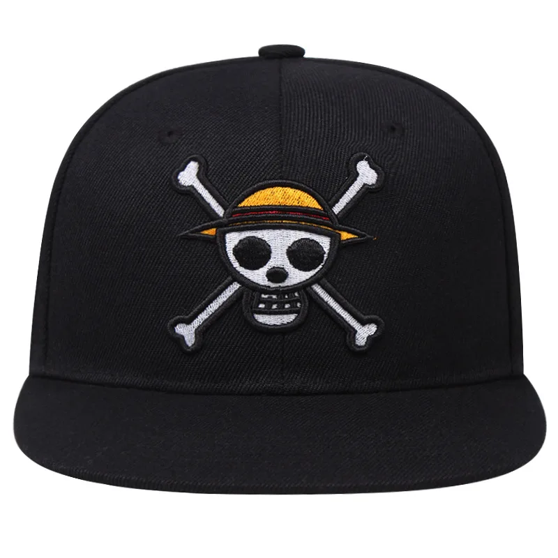 Luffy Skeleton Embroidered Baseball Hat Anime Cartoon Fashion Personality Pattern Hip Hop Outdoor Sunscreen Flat Edge Hat