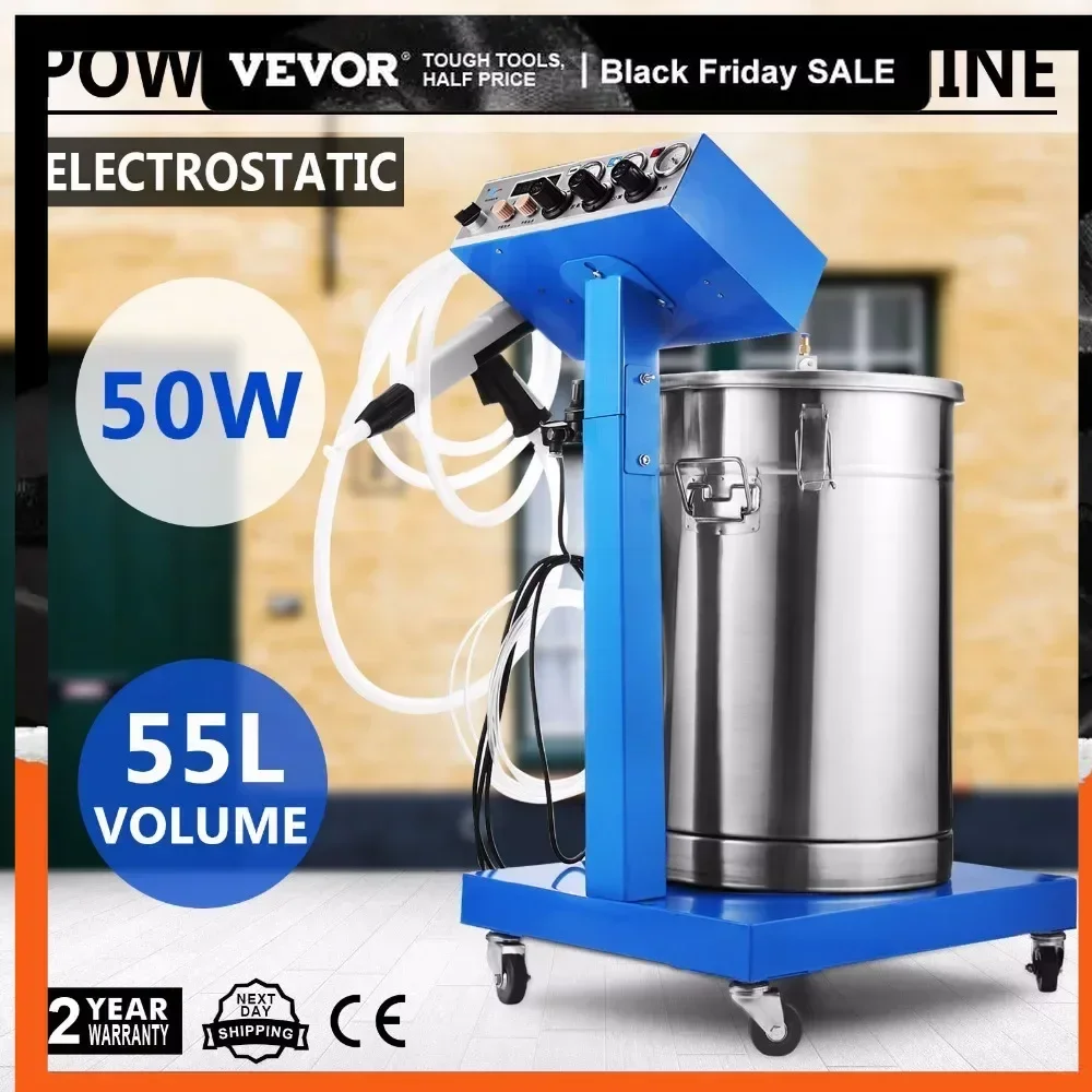 VEVOR Powder Coating Machine 50W 45L Capacity Electrostatic Powder Coating Machine Spraying Gun Paint 450g/min WX-958