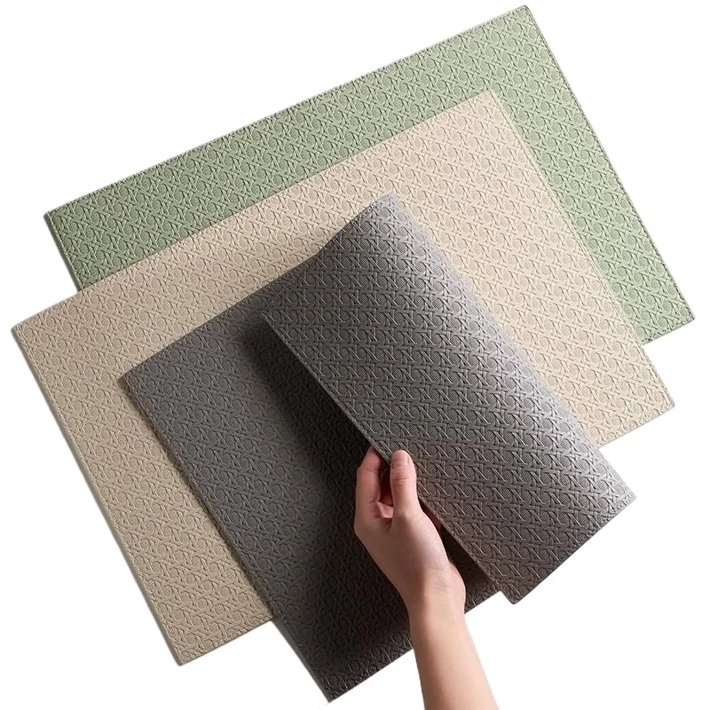 6/4pcs Home Hotel Grid Pattern PU Leather Placemat Restaurant Double Sided Waterproof Oil Proof Coffee Dining Table Mat Coasters
