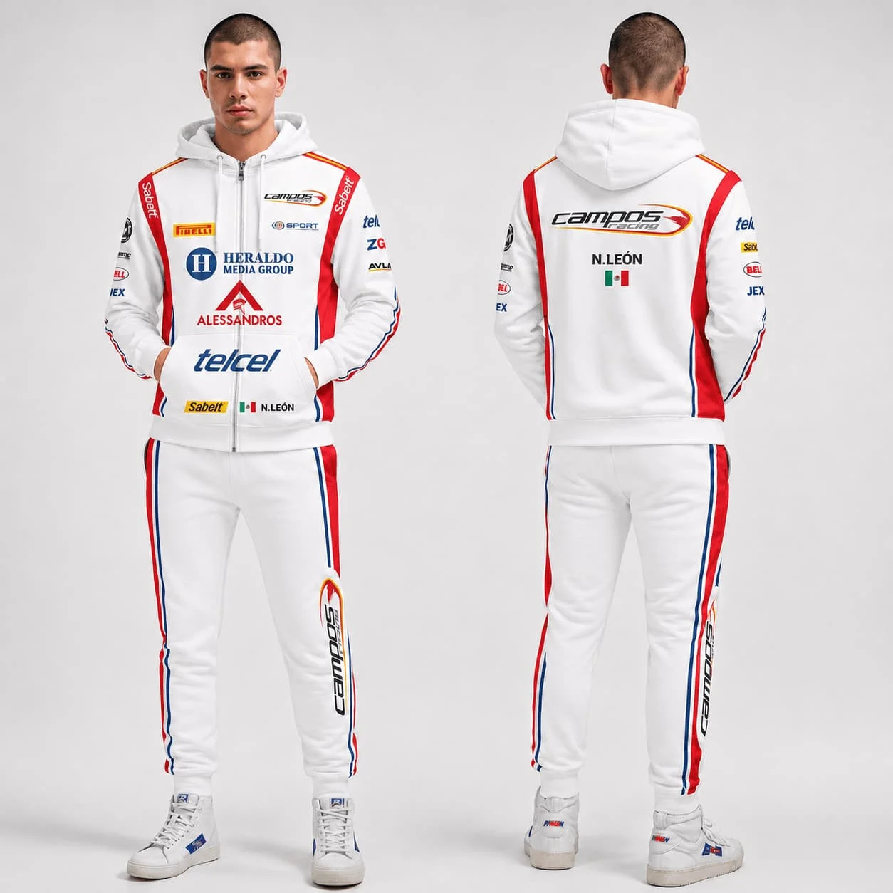 Men  Racing Tracksuit Set Zip Up Hoodie+Jogger Pant Motorsport Outfit 2 Piece Racing Suit Streetwear Sportswear Racing Fan