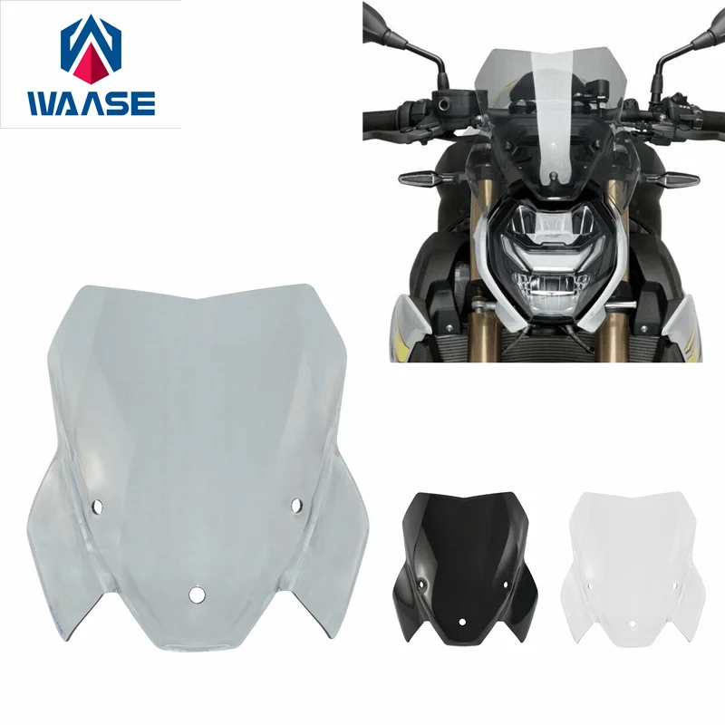 waase For BMW S1000R S1000 R 2021 2022 2023 Windscreen Windshield Wind Deflector Shield Screen Visor Glass with Nuts