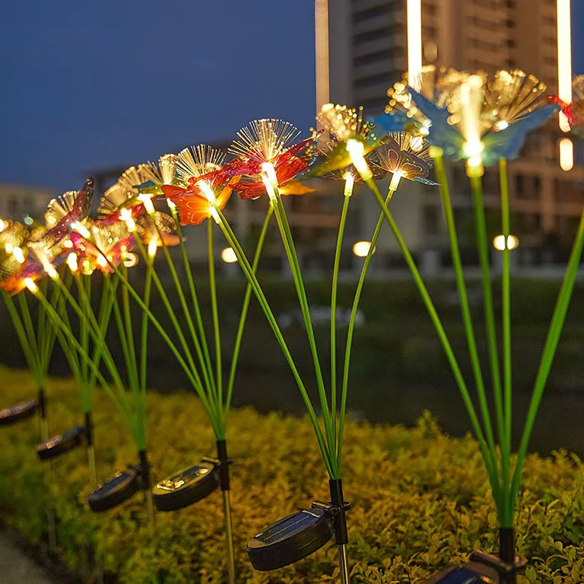 

Solar fiber butterfly ground plug-in lamp, garden balcony fiber butterfly lamp, courtyard lawn lamp, outdoor decoration