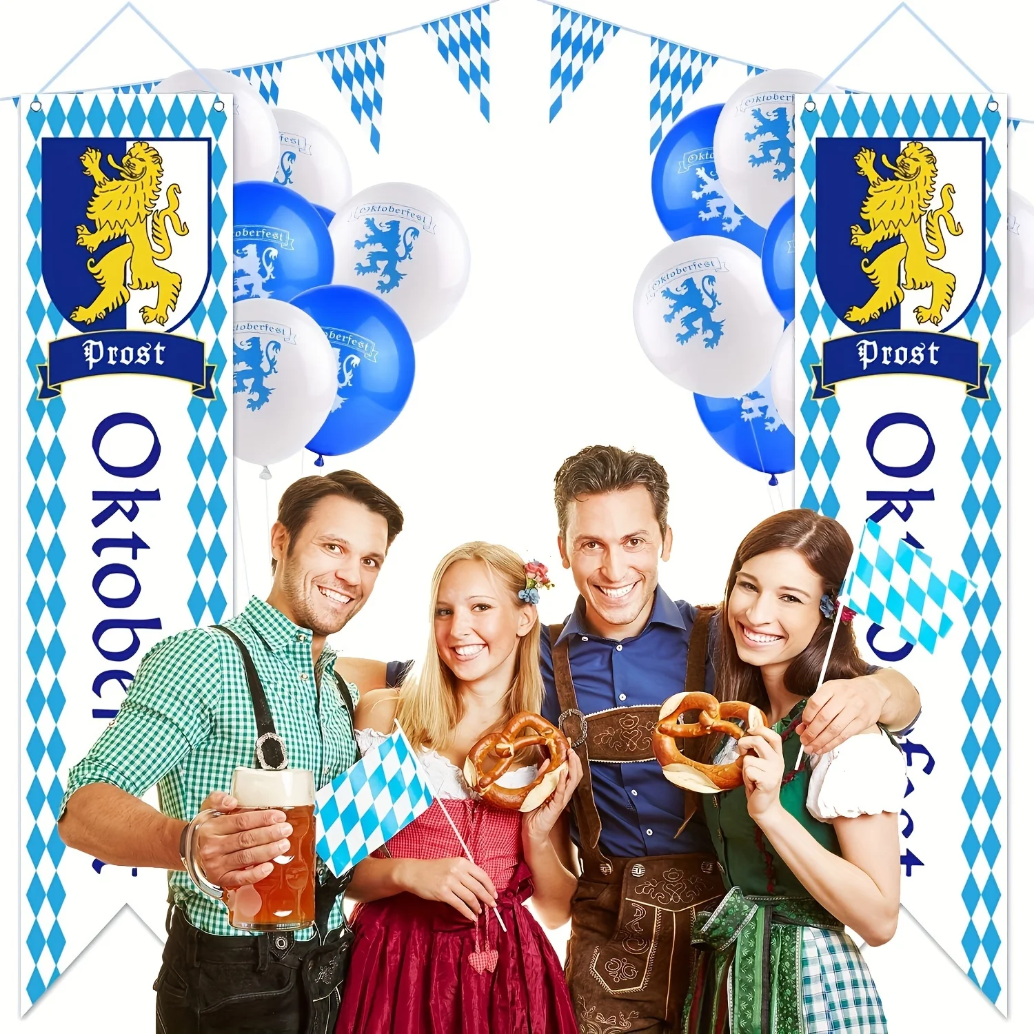 Münchner Oktoberfest-Feier-Set – 2-teiliges Kunststoff-Banner-Set für Bierfest-Dekoration und Partyzubehör – Detail 2