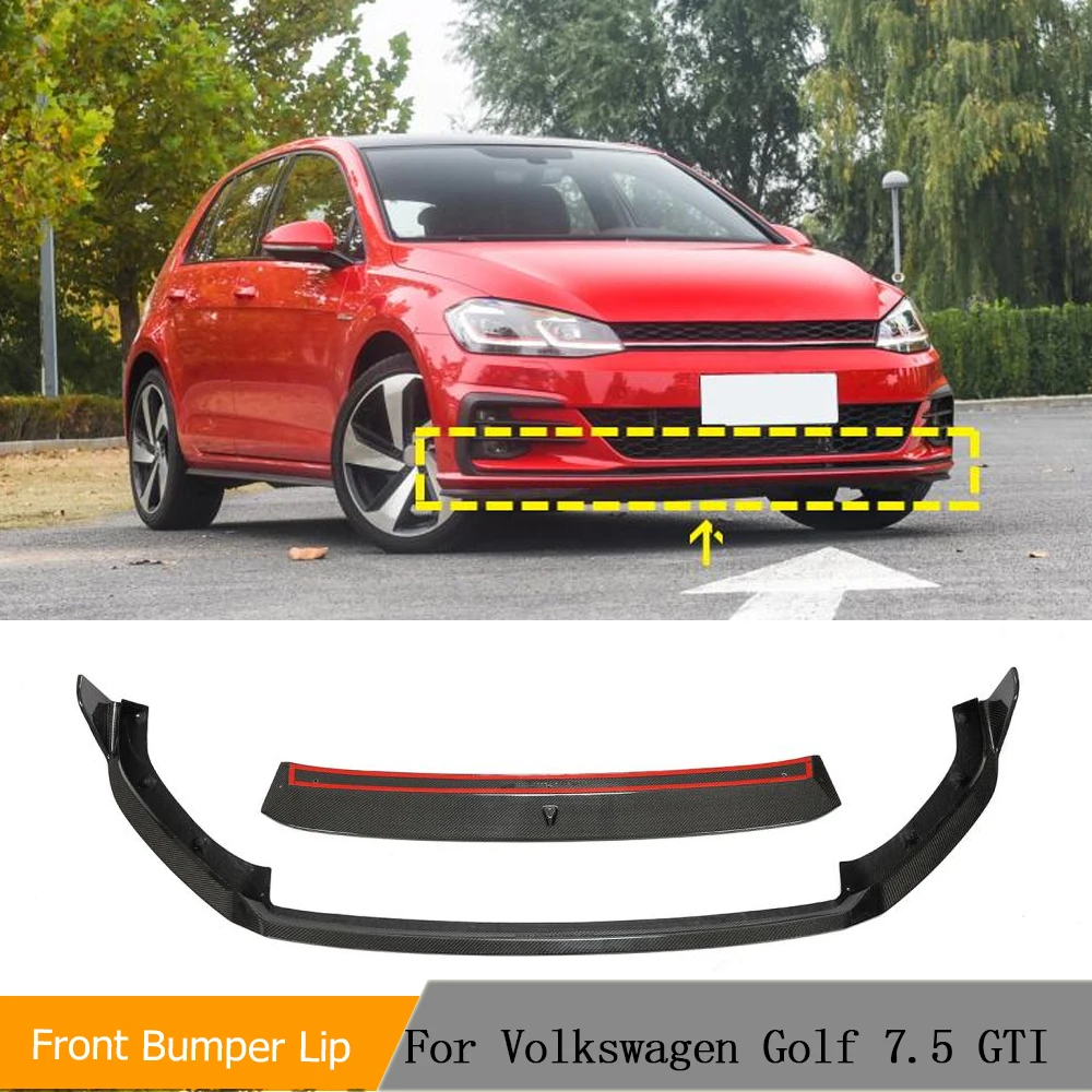 

Real Carbon Fiber Front Lip Chin for Volkswagen Golf 7.5 GTI 2017 2018 2019 Front Bumper Lip Spoiler 2PCS