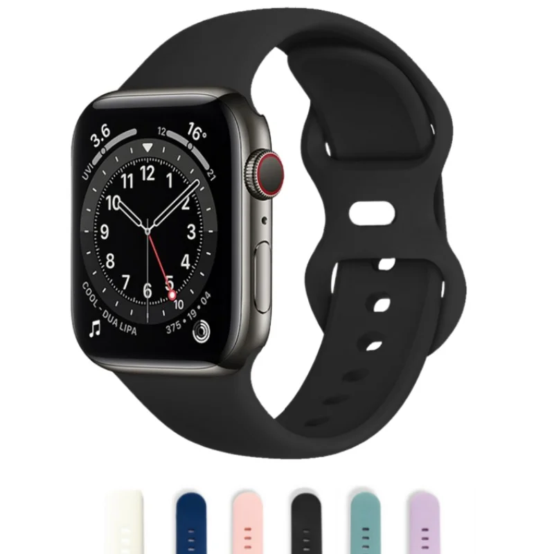 Correas deportivas de silicona para Apple Watch Band 44mm 40 45 41 38 42 46mm pulsera iWatch serie 10 9 8 7 se 4 5 6 ultra 2 49mm