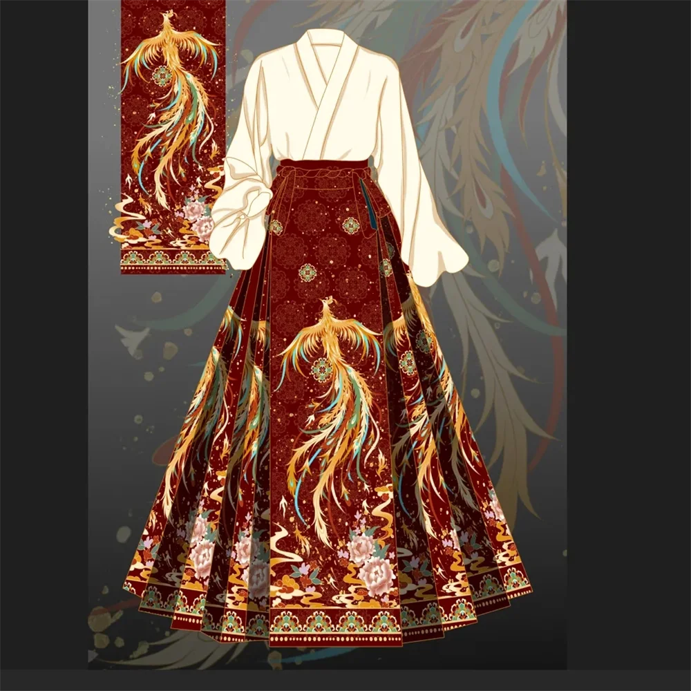 

Skirts for Women Original Hanfu Phoenix new Chinese Horse-face Skirt Toast Suit Classical Chinese Style Women's Clothing Sales