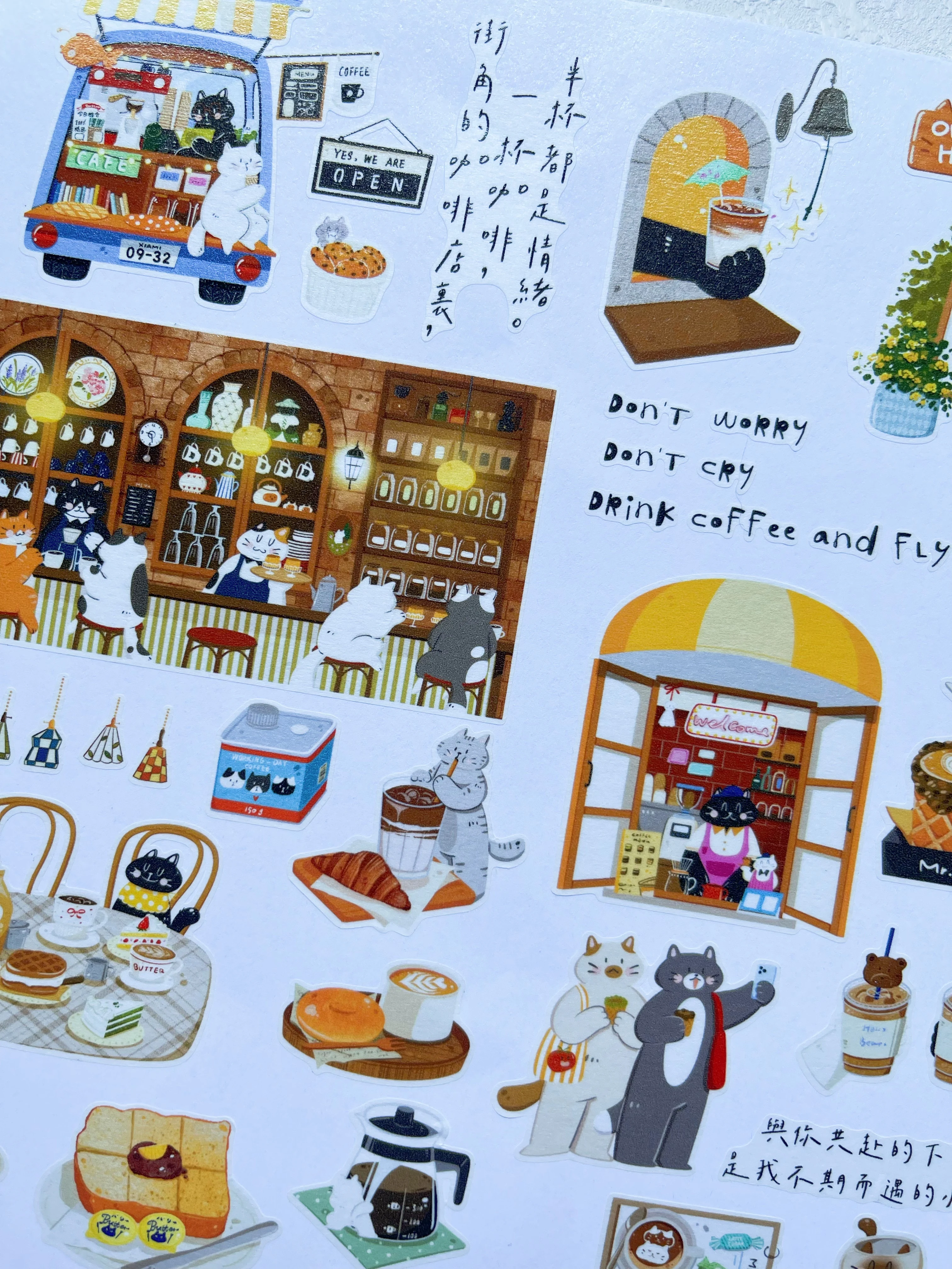 Xiami Original Coffee Little Things Cat Coffee Element Die Cut Washi Tape Full Roll for Journal Scrapbooking DIY Sticker