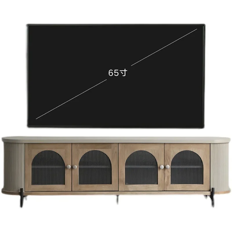 

RH American solid wood export simple drawer TV cabinet French old glass 4 doors living room oak storage dining side
