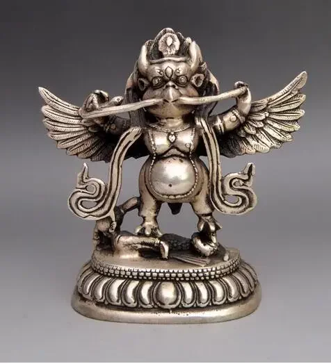 

decoration copper silver factory outlets Tibet Buddhist temple White Copper Silver Bird God Buddha Statue