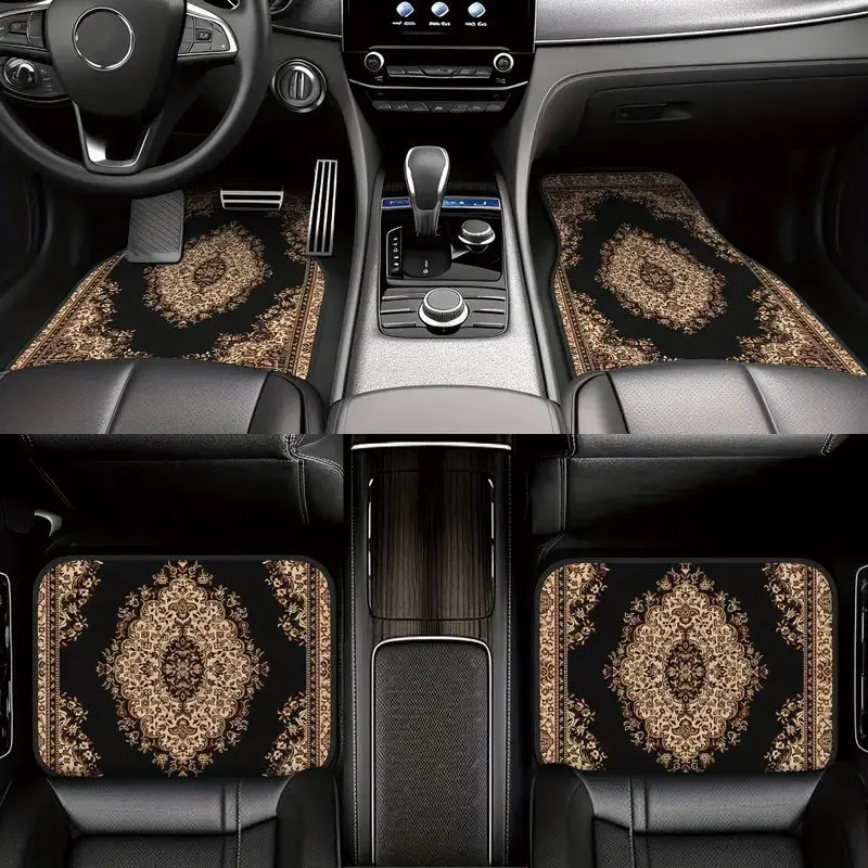 

Persian Retro Style Car Universal Size Foot Mats Abstract Decoration Non-slip Washable Carpet Easy Clean Automobile Mat Sets Rug