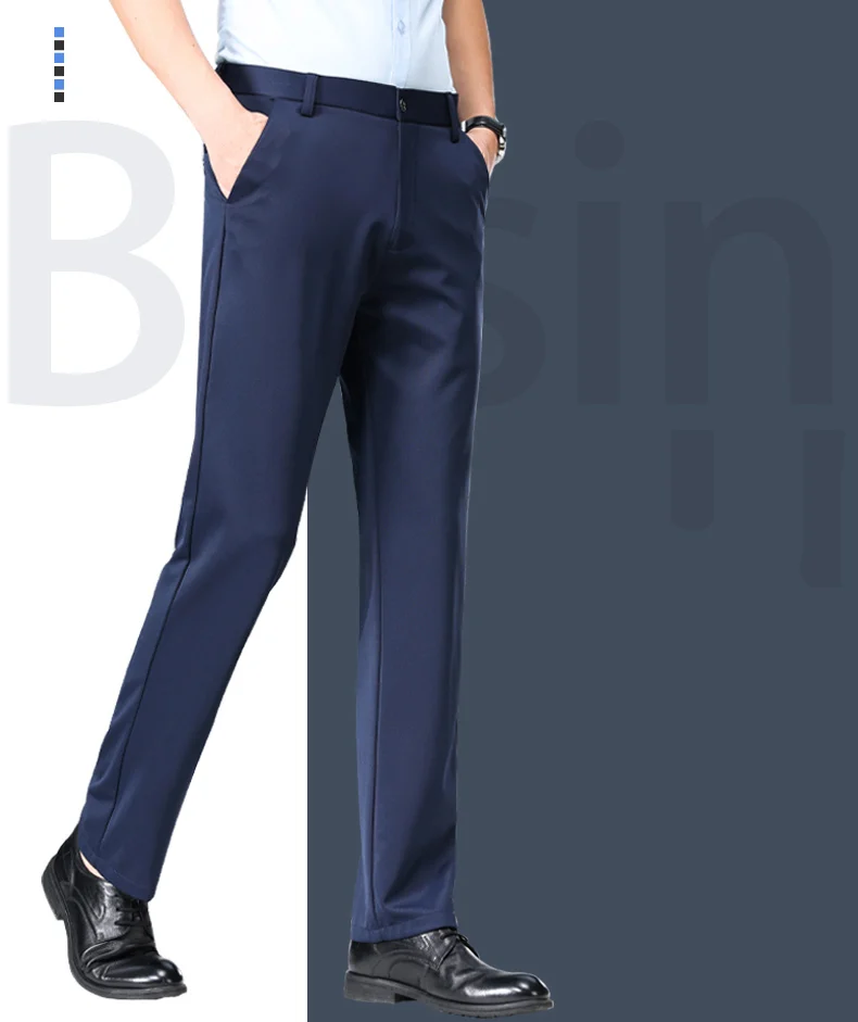 29-42 männer Sommer Dünne Mode Business Casual Anzug Hosen Lange Hosen männer Elastische Gerade Hülse Formale hosen Plus Größe – Detail 4