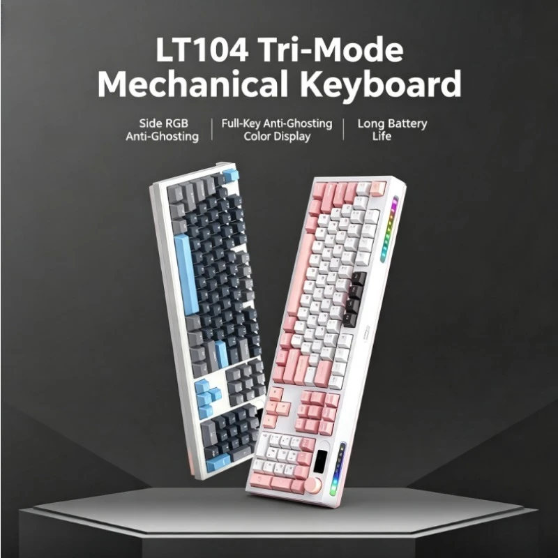 L-T104 Tri-mode Mechanical Keyboard Wired Blue Switch Wireless Bluetooth High Response For Professional E-sports Gaming