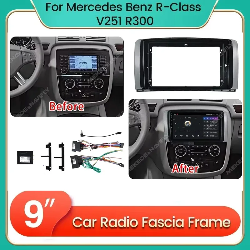 

9-дюймовый автомобильный адаптер для приборной панели Benz R Class W251 R280 R300 R320 R350 R500 Android 2 Din Радиопанель Fascias Canbus Box