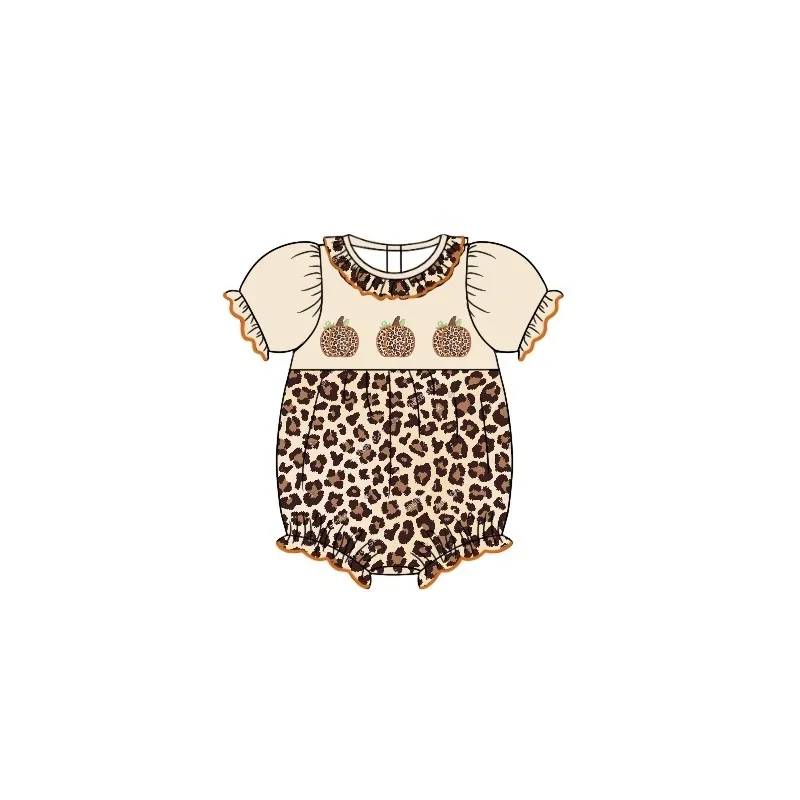 Boutique summer milk silk Thanksgiving clothes leopard print dress baby girl short-sleeved long pants boy Romper