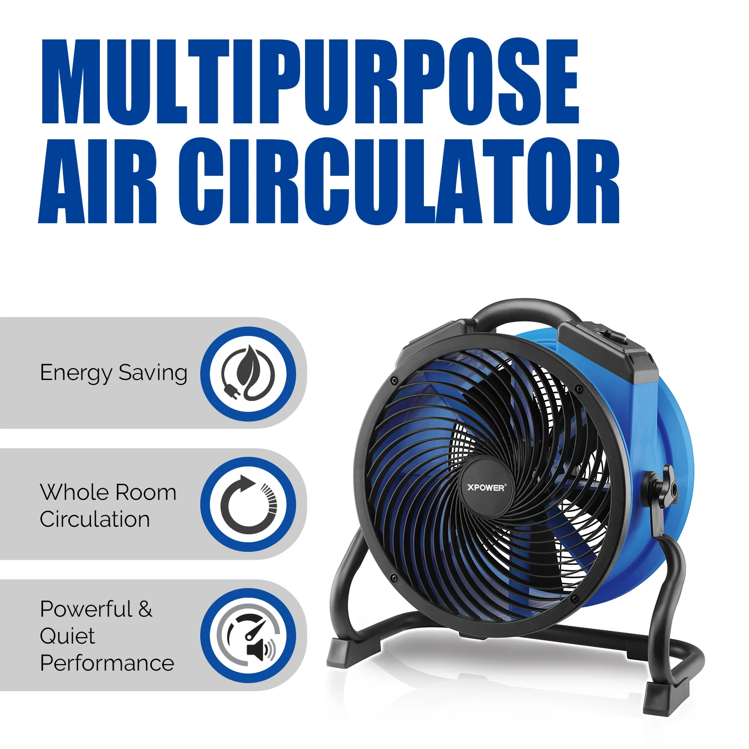 XPOWER Industrial Fan Office Air Blower Electric Steam Air Heater Carpet Dryer Floor Blower Utility Air Circulator Axial Fan