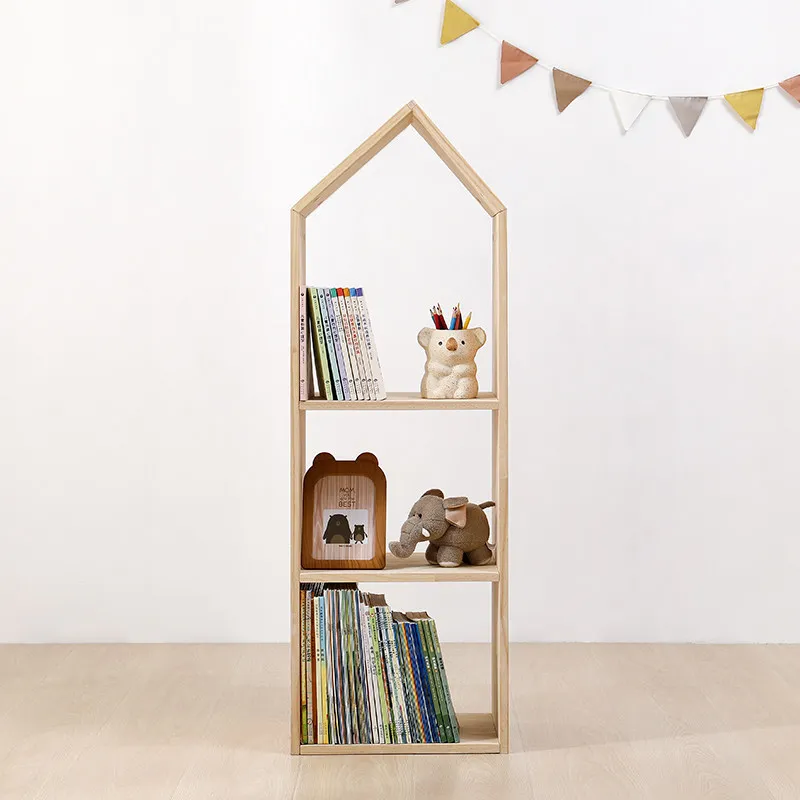 Storage Cabinet Solid Wood Picture Book Bookshelf Two-in-One Shelf