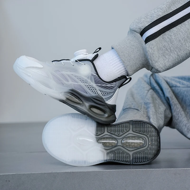 

Уличная детская спортивная обувь с дышащей сеткой, нескользящая мягкая подошва, легкая вращающаяся пряжка, модная студенческая спортивная обувь.