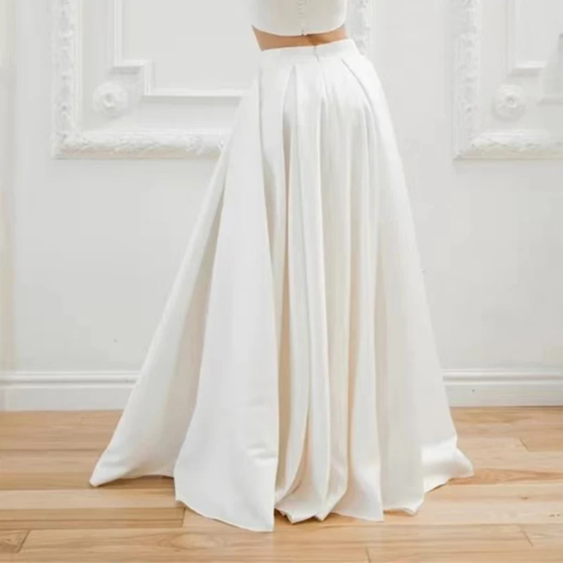 Satin Detachable Bridal Skirt Wedding Removable Train For Dresses Prom Party Overskirt