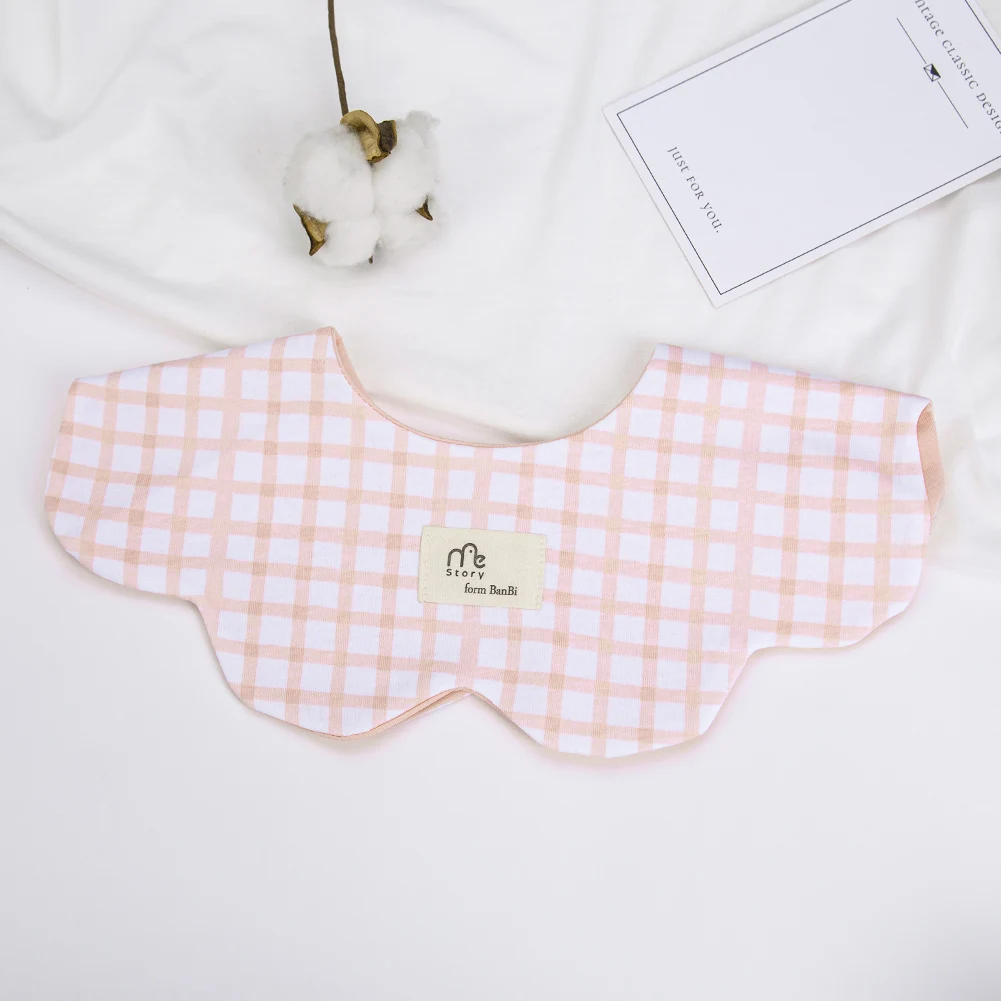 360° Cotton Baby Bibs for Kids Boys Girls Plaid Saliva Towel Cute Korea Rotativo Petal Neck Adjustable Button Feeding Burp Cloth