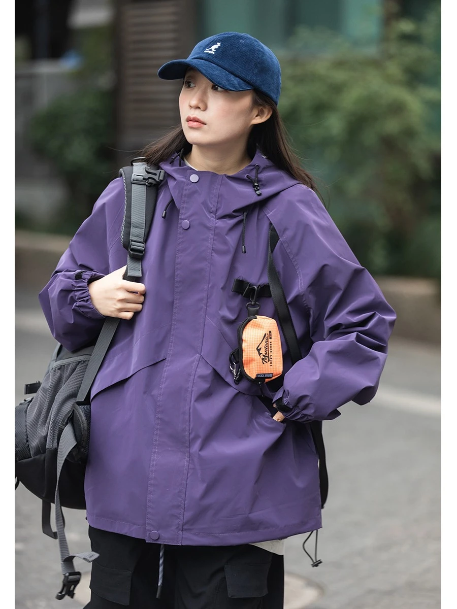 

Уличная функциональная ветровка Jaet ex, повседневное свободное пальто для пар, уличная одежда в стиле ретро с капюшоном на молнии, верхняя одежда
