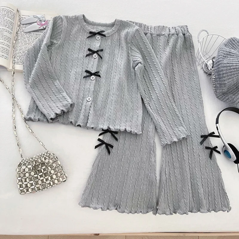 

Children's Set New Autumn Baby Girl Design Sense Bow Sweet Long Sleeve Long Pants Casual Two-Piece Set