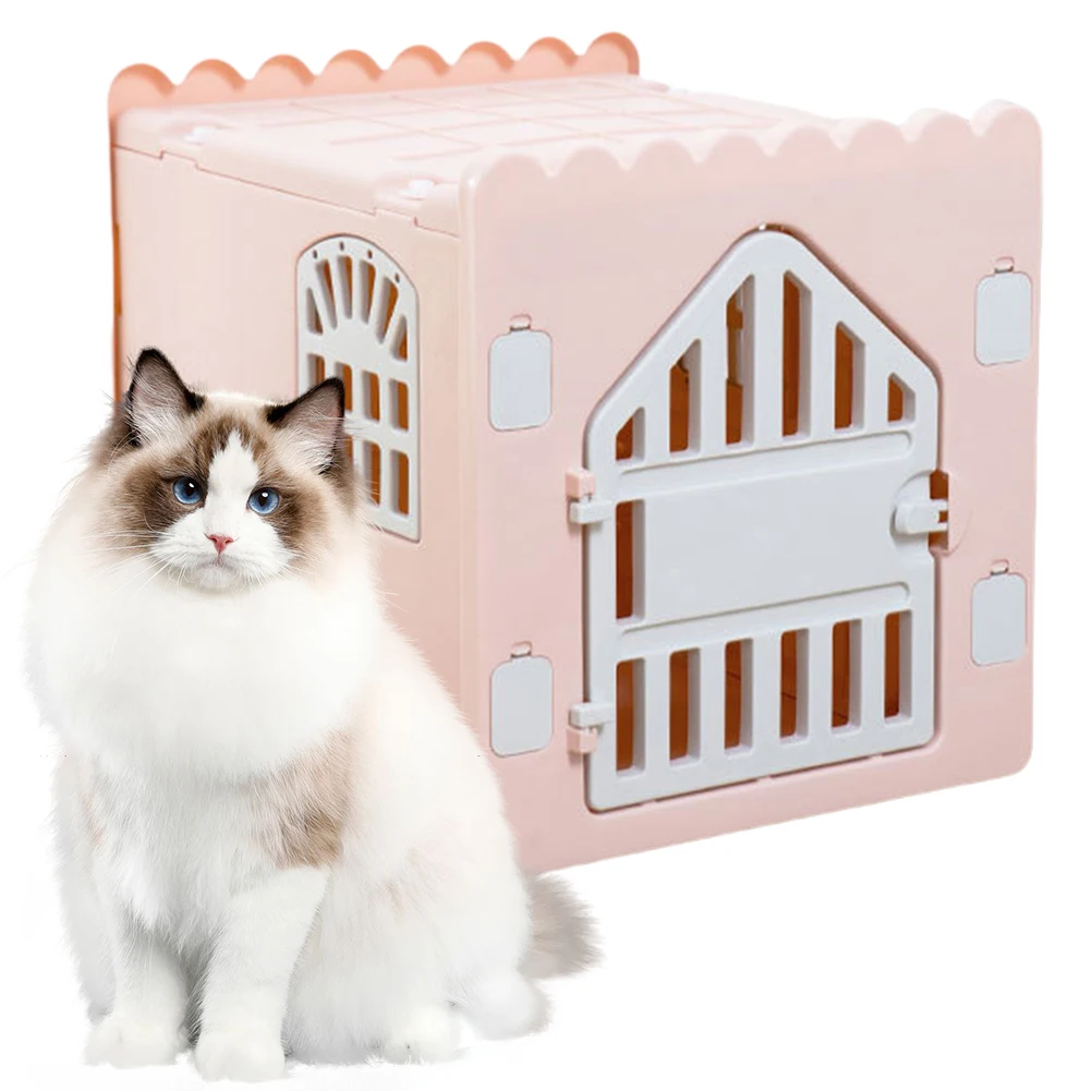 

Пластиковый складной уличный/домашний вольер для бездомных кошек, водонепроницаемый домик для кошек с дверцей для выхода на улицу