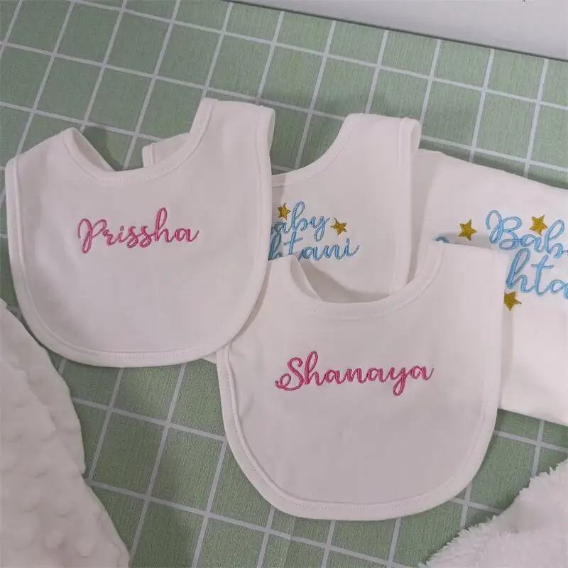 Name Personalized Cotton Baby bib Newborn Baby Saliva Towel Funny Birthday Gift For Baby Boys and Girls shower gift