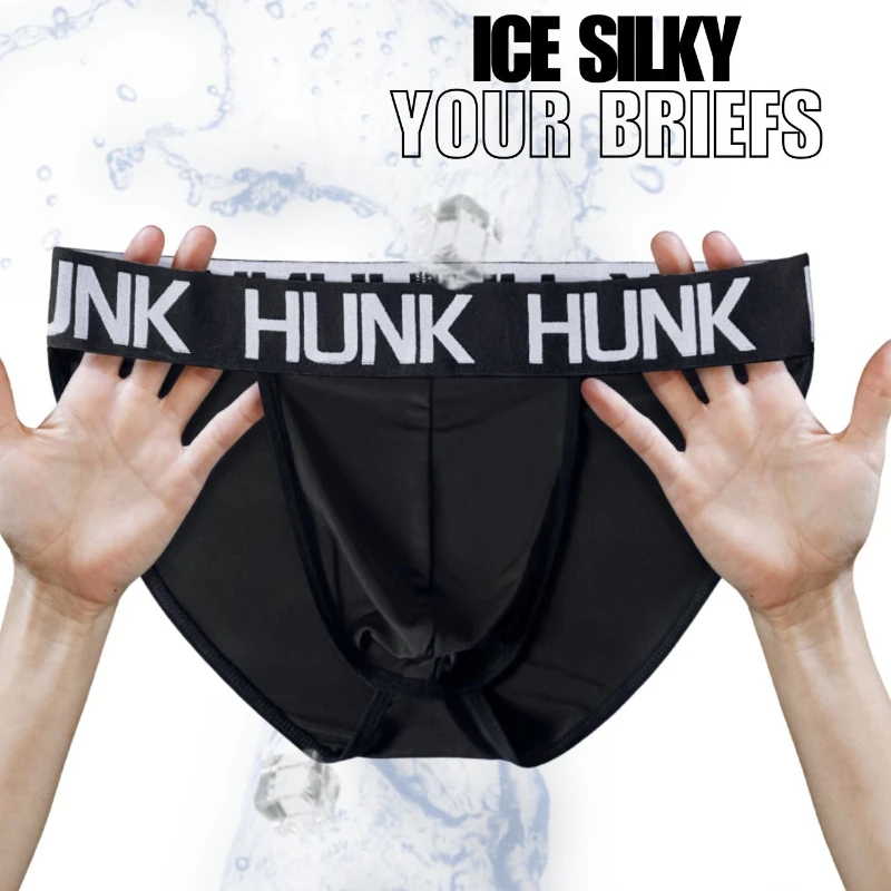 Sexy Men Low Rise High Cut Bikini Briefs Ice Silk Soft Lightweight Breathable Underwear Sport Workout Daily Single Underpants